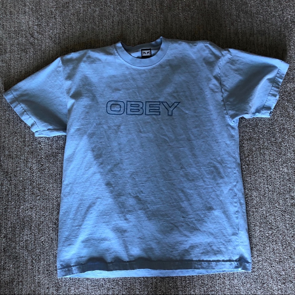 Obey Ceremony T-Shirt Light Blue Large